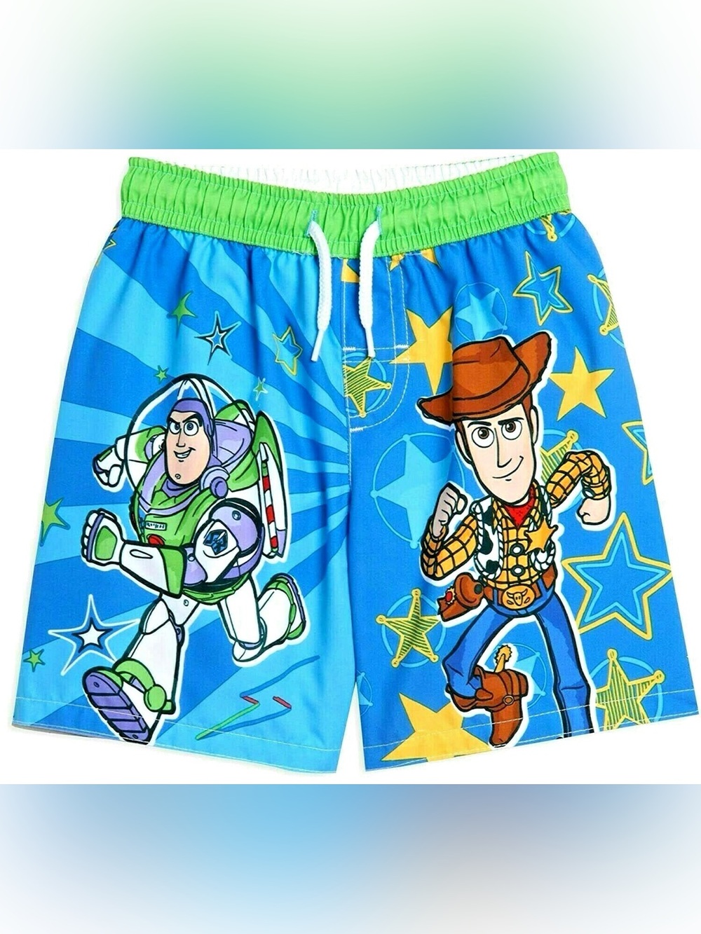 Toy Story Boys Swim Shorts with Buzz Lightyear & Woody - Blue/Green